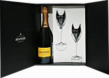 Drappier Carte d’Or Brut Champagne AOP in gift box with two glasses